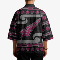 New Zealand Christmas Kimono Meri Kirihimete Silver Fern Knit Style Pink Color - Polynesian Pride