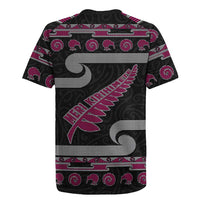New Zealand Christmas Rugby Jersey Meri Kirihimete Silver Fern Knit Style Pink Color - Polynesian Pride