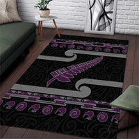 New Zealand Christmas Area Rug Meri Kirihimete Silver Fern Knit Style Purple Color - Polynesian Pride