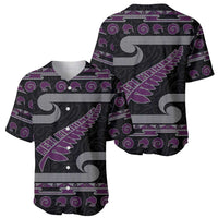 New Zealand Christmas Baseball Jersey Meri Kirihimete Silver Fern Knit Style Purple Color - Polynesian Pride