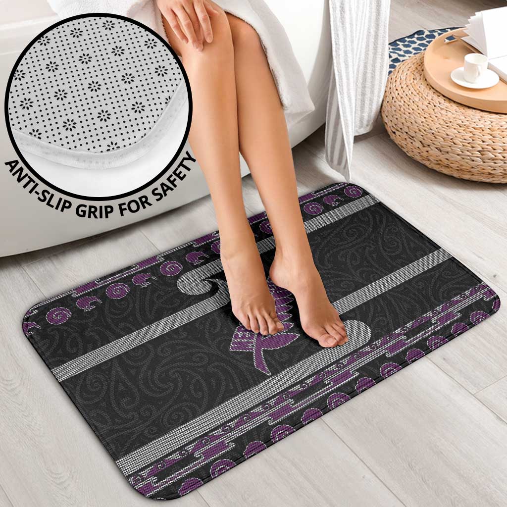 New Zealand Christmas Bathroom Set Meri Kirihimete Silver Fern Knit Style Purple Color - Polynesian Pride