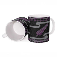 New Zealand Christmas Ceramic Mug Meri Kirihimete Silver Fern Knit Style Purple Color - Polynesian Pride
