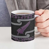 New Zealand Christmas Ceramic Mug Meri Kirihimete Silver Fern Knit Style Purple Color - Polynesian Pride