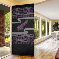 New Zealand Christmas Door Cover Meri Kirihimete Silver Fern Knit Style Purple Color - Polynesian Pride