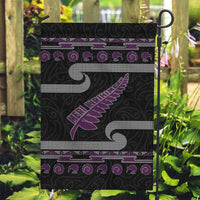 New Zealand Christmas Garden Flag Meri Kirihimete Silver Fern Knit Style Purple Color - Polynesian Pride