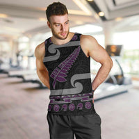 New Zealand Christmas Men Tank Top Meri Kirihimete Silver Fern Knit Style Purple Color - Polynesian Pride