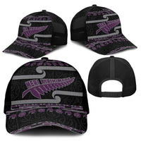 New Zealand Christmas Mesh Trucker Cap Meri Kirihimete Silver Fern Knit Style Purple Color - Polynesian Pride