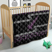 New Zealand Christmas Quilt Meri Kirihimete Silver Fern Knit Style Purple Color - Polynesian Pride