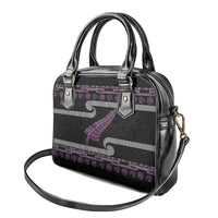 New Zealand Christmas Shoulder Handbag Meri Kirihimete Silver Fern Knit Style Purple Color - Polynesian Pride