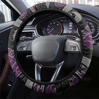 New Zealand Christmas Steering Wheel Cover Meri Kirihimete Silver Fern Knit Style Purple Color - Polynesian Pride