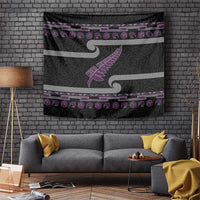 New Zealand Christmas Tapestry Meri Kirihimete Silver Fern Knit Style Purple Color - Polynesian Pride