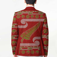 New Zealand Christmas Blazer Meri Kirihimete Silver Fern Knit Style Green Color - Polynesian Pride