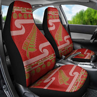 New Zealand Christmas Car Seat Cover Meri Kirihimete Silver Fern Knit Style Green Color - Polynesian Pride