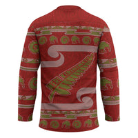 New Zealand Christmas Hockey Jersey Meri Kirihimete Silver Fern Knit Style Green Color - Polynesian Pride
