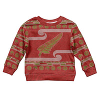 New Zealand Christmas Kid Ugly Christmas Sweater Meri Kirihimete Silver Fern Knit Style Green Color - Polynesian Pride