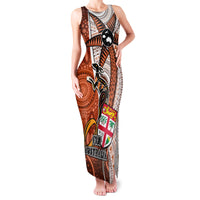 personalised-fiji-australia-rugby-family-matching-tank-maxi-dress-and-hawaiian-shirt-kangaroo-and-palm-tree-orange-tapa-pattern-mix-aboriginal