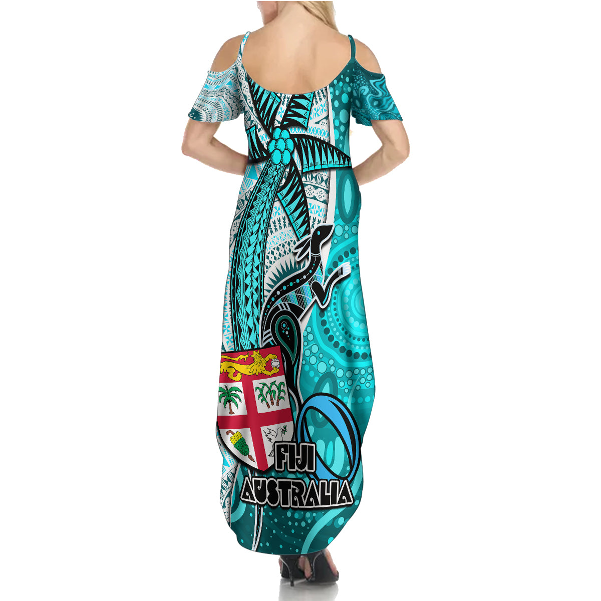fiji-australia-rugby-summer-maxi-dress-kangaroo-and-palm-tree-blue-tapa-pattern-mix-aboriginal