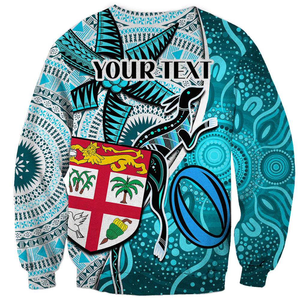personalised-fiji-australia-rugby-sweatshirt-kangaroo-and-palm-tree-blue-tapa-pattern-mix-aboriginal