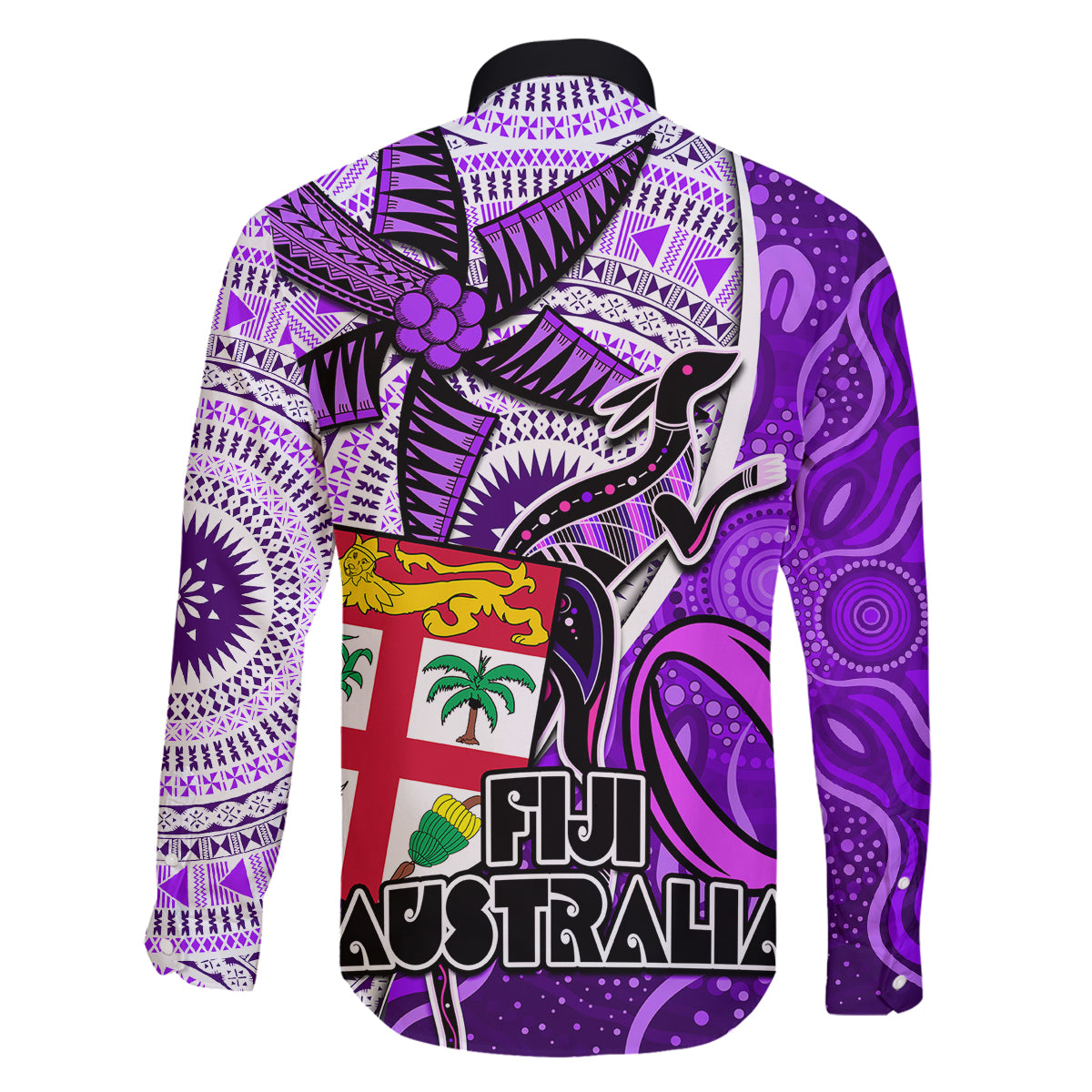 fiji-australia-rugby-family-matching-off-shoulder-maxi-dress-and-hawaiian-shirt-kangaroo-and-palm-tree-purple-tapa-pattern-mix-aboriginal