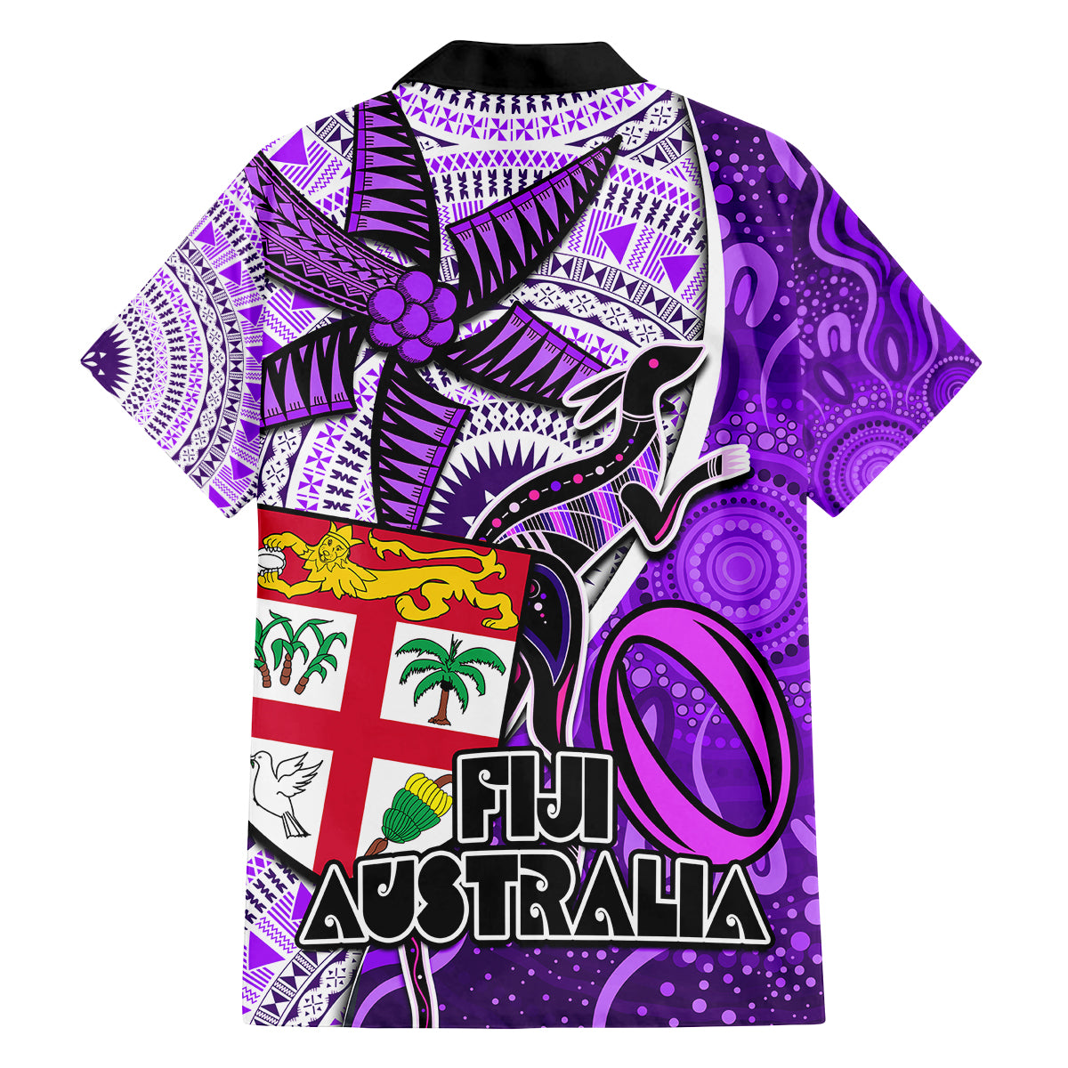 fiji-australia-rugby-family-matching-off-shoulder-maxi-dress-and-hawaiian-shirt-kangaroo-and-palm-tree-purple-tapa-pattern-mix-aboriginal