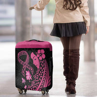 Breast Cancer Awareness Luggage Cover Think Pink Polynesian Ribbon and Butterfly