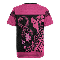 Breast Cancer Awareness Rugby Jersey Think Pink Polynesian Ribbon and Butterfly
