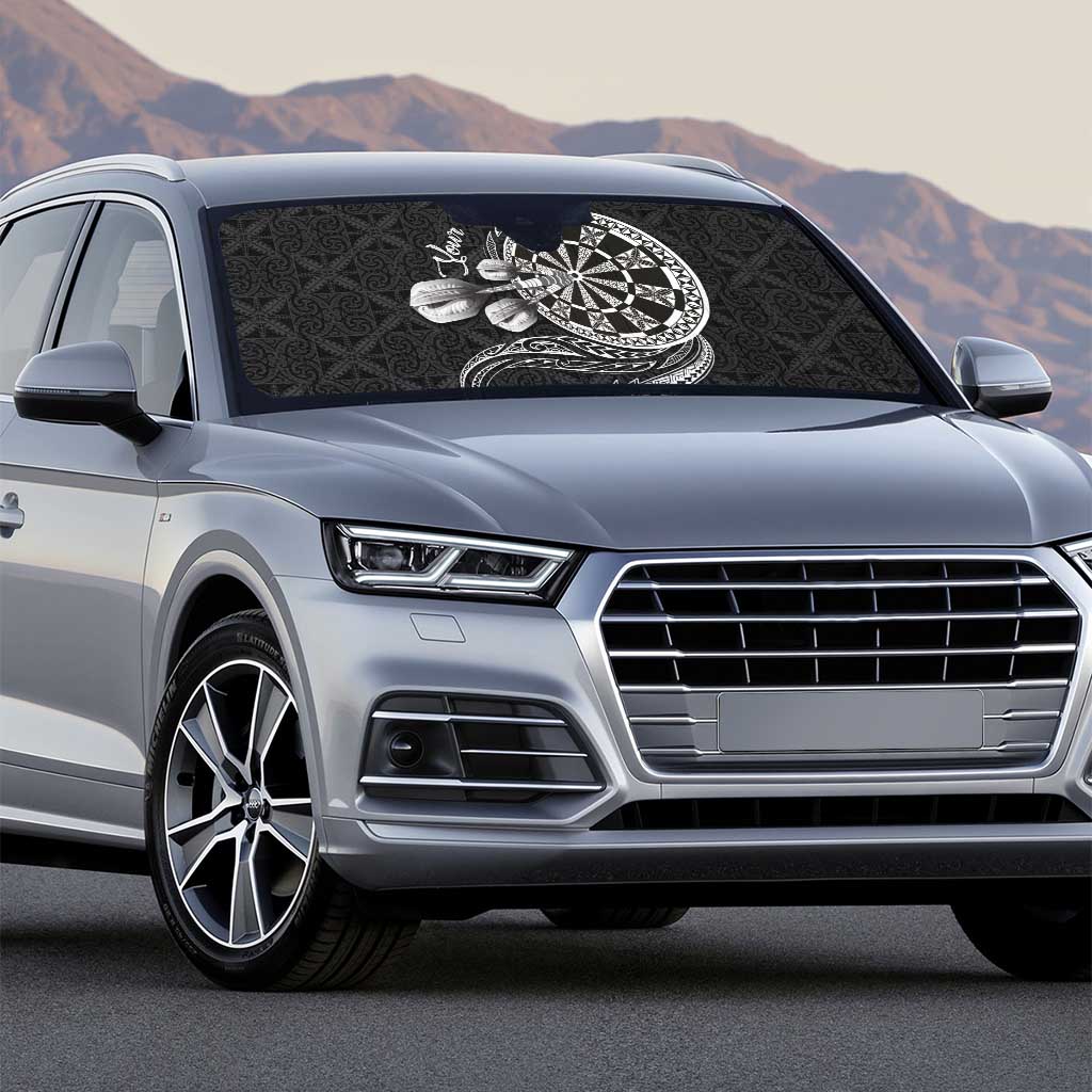 Personalised Niue Darts Masters Auto Sun Shade Tribal Hiapo Dartboard - Polynesian Pride