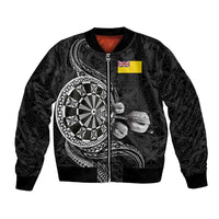 Personalised Niue Darts Masters Bomber Jacket Tribal Hiapo Dartboard - Polynesian Pride