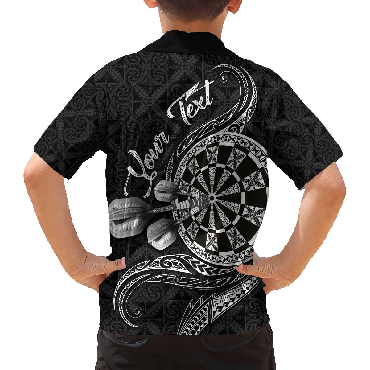 Personalised Niue Darts Masters Family Matching Off The Shoulder Long Sleeve Dress and Hawaiian Shirt Tribal Hiapo Dartboard - Polynesian Pride