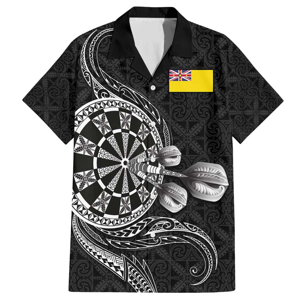 Personalised Niue Darts Masters Family Matching Tank Maxi Dress and Hawaiian Shirt Tribal Hiapo Dartboard - Polynesian Pride