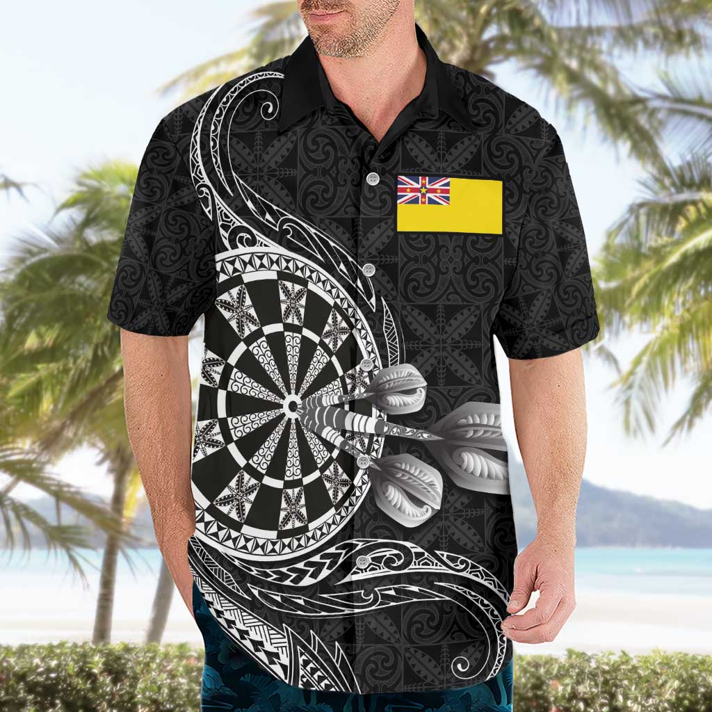Personalised Niue Darts Masters Hawaiian Shirt Tribal Hiapo Dartboard - Polynesian Pride