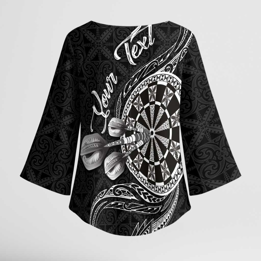 Personalised Niue Darts Masters Kimono Sleeve Blouse Tribal Hiapo Dartboard - Polynesian Pride