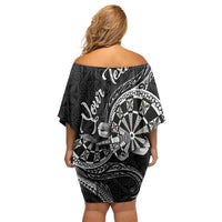 Personalised Niue Darts Masters Off Shoulder Short Dress Tribal Hiapo Dartboard - Polynesian Pride