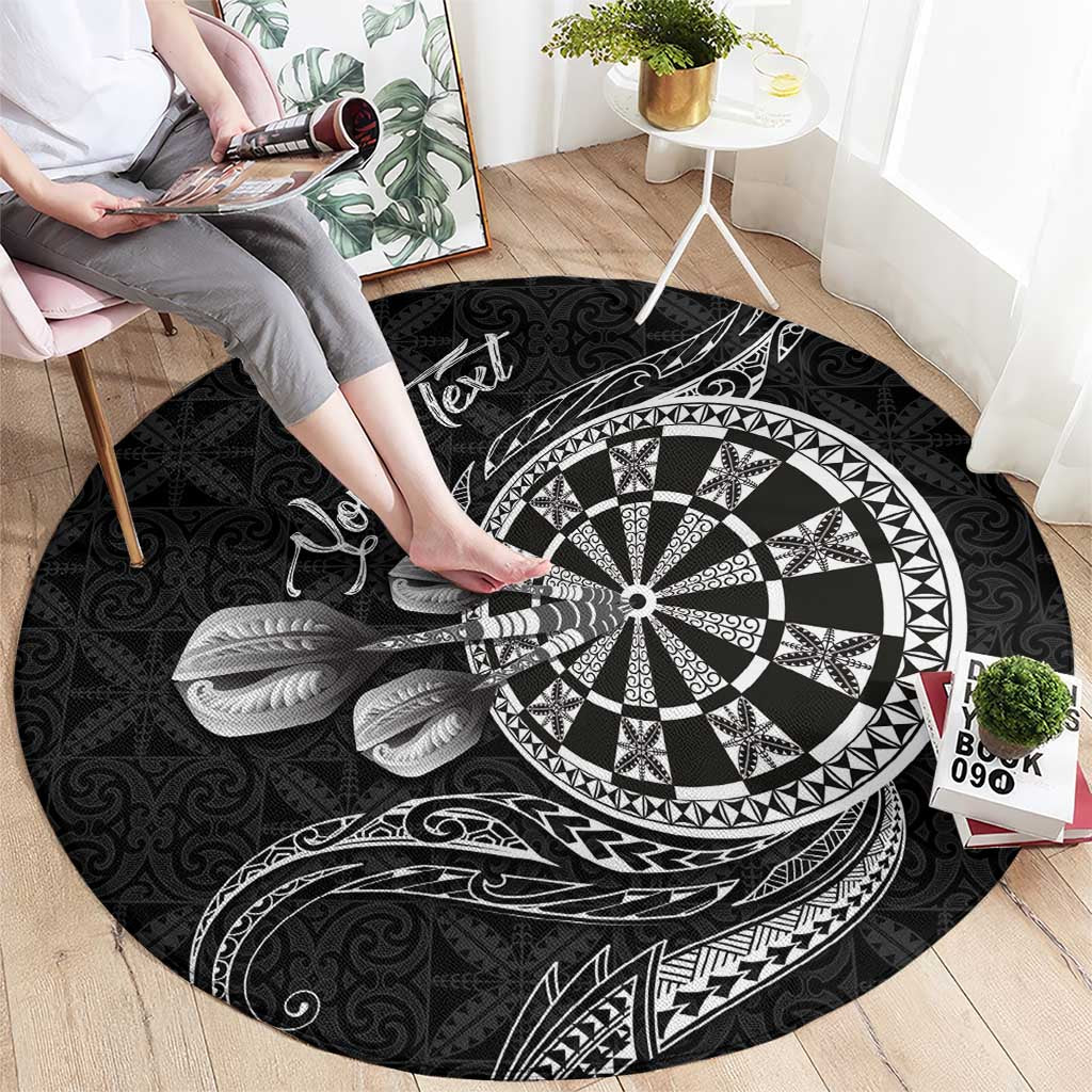 Personalised Niue Darts Masters Round Carpet Tribal Hiapo Dartboard - Polynesian Pride