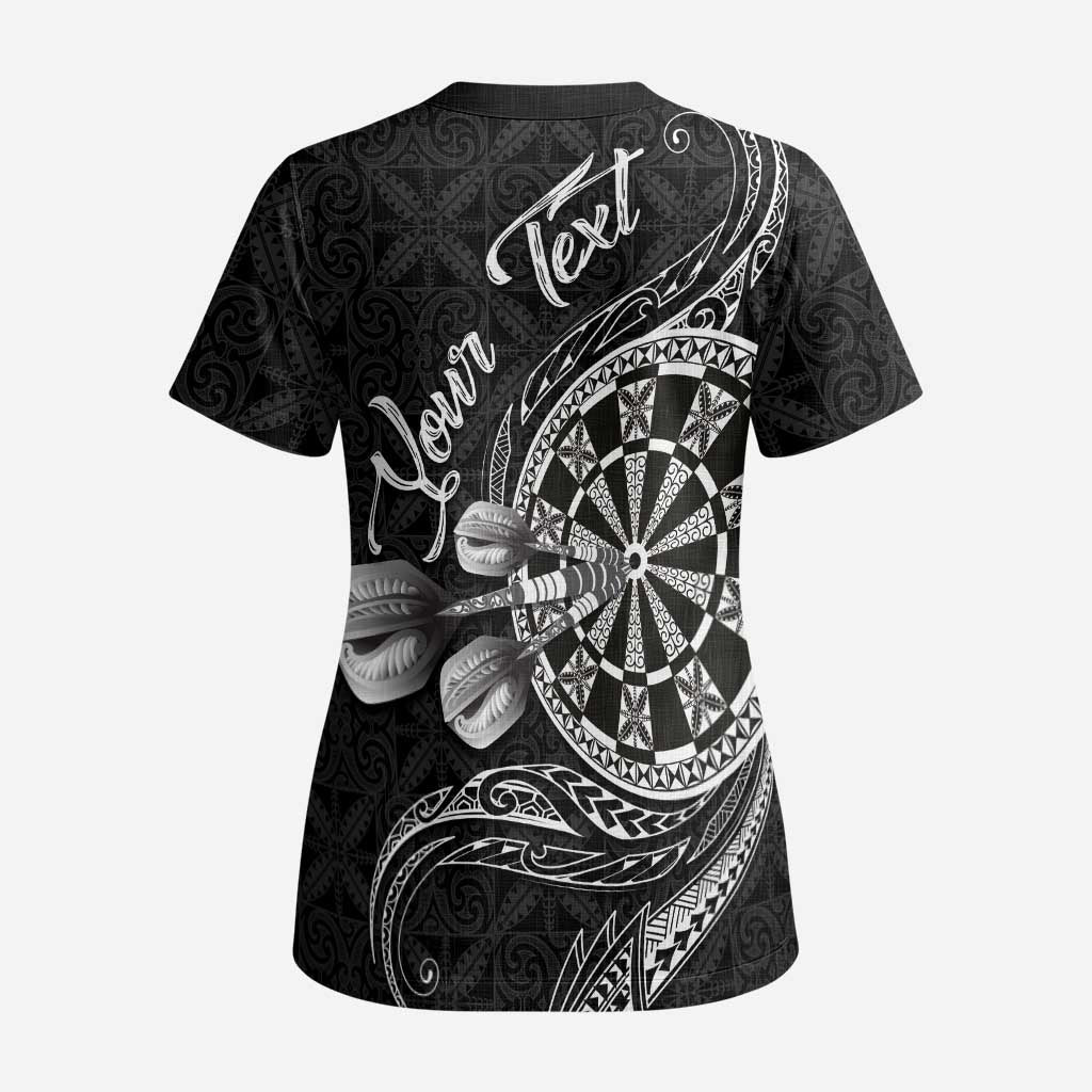 Personalised Niue Darts Masters Scrub Top Tribal Hiapo Dartboard - Polynesian Pride