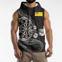 Personalised Niue Darts Masters Sleeveless Hoodie Tribal Hiapo Dartboard - Polynesian Pride