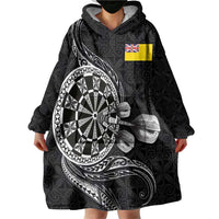 Personalised Niue Darts Masters Wearable Blanket Hoodie Tribal Hiapo Dartboard - Polynesian Pride
