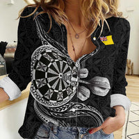 Personalised Niue Darts Masters Women Casual Shirt Tribal Hiapo Dartboard - Polynesian Pride