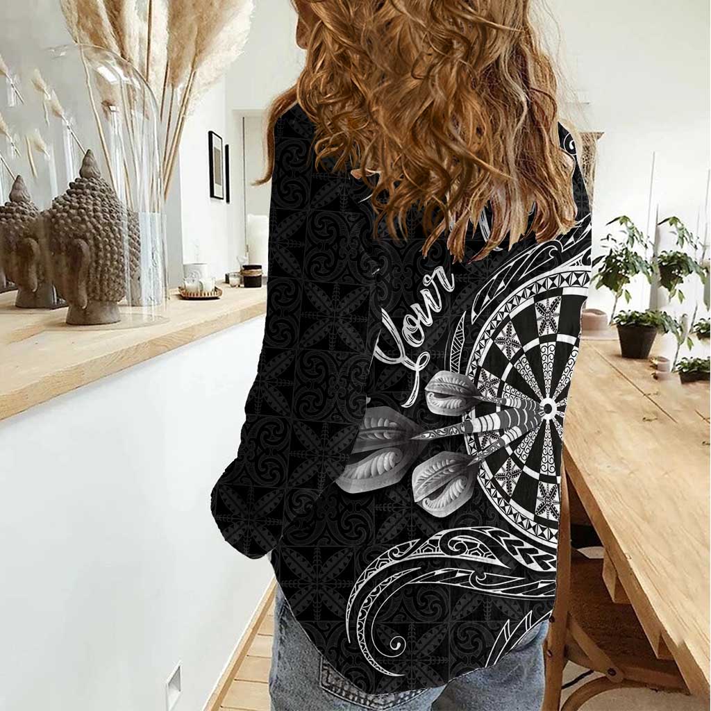 Personalised Niue Darts Masters Women Casual Shirt Tribal Hiapo Dartboard - Polynesian Pride