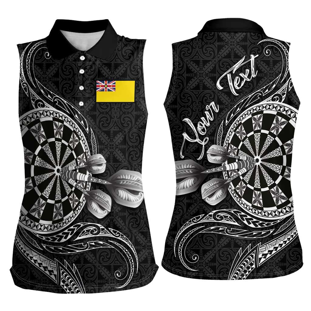 Personalised Niue Darts Masters Women Sleeveless Polo Shirt Tribal Hiapo Dartboard LT03 - Polynesian Pride