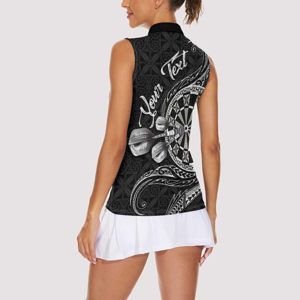 Personalised Niue Darts Masters Women Sleeveless Polo Shirt Tribal Hiapo Dartboard LT03 - Polynesian Pride