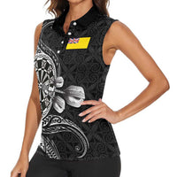 Personalised Niue Darts Masters Women Sleeveless Polo Shirt Tribal Hiapo Dartboard LT03 - Polynesian Pride