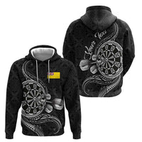 Personalised Niue Darts Masters Zip Hoodie Tribal Hiapo Dartboard - Polynesian Pride