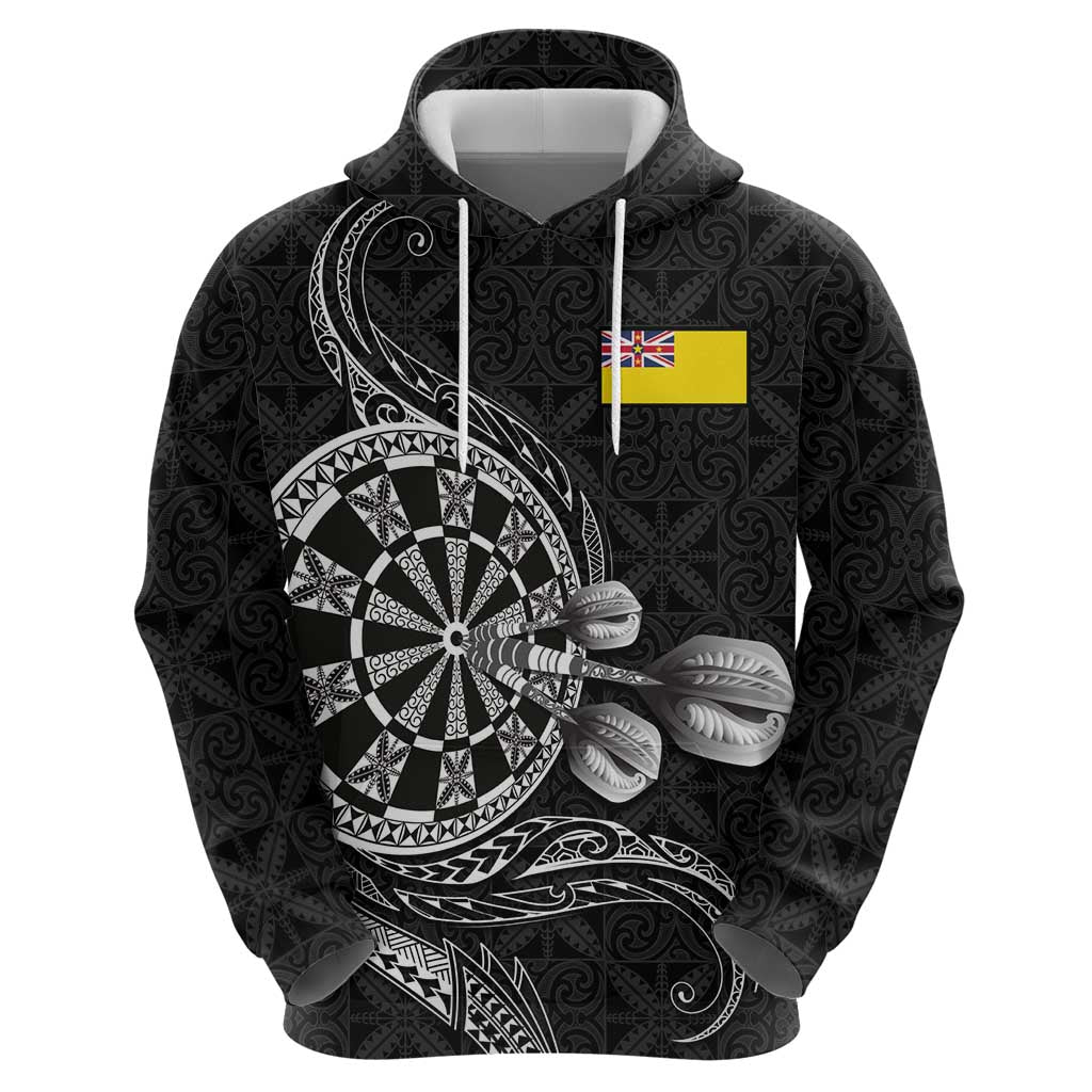 Personalised Niue Darts Masters Zip Hoodie Tribal Hiapo Dartboard - Polynesian Pride
