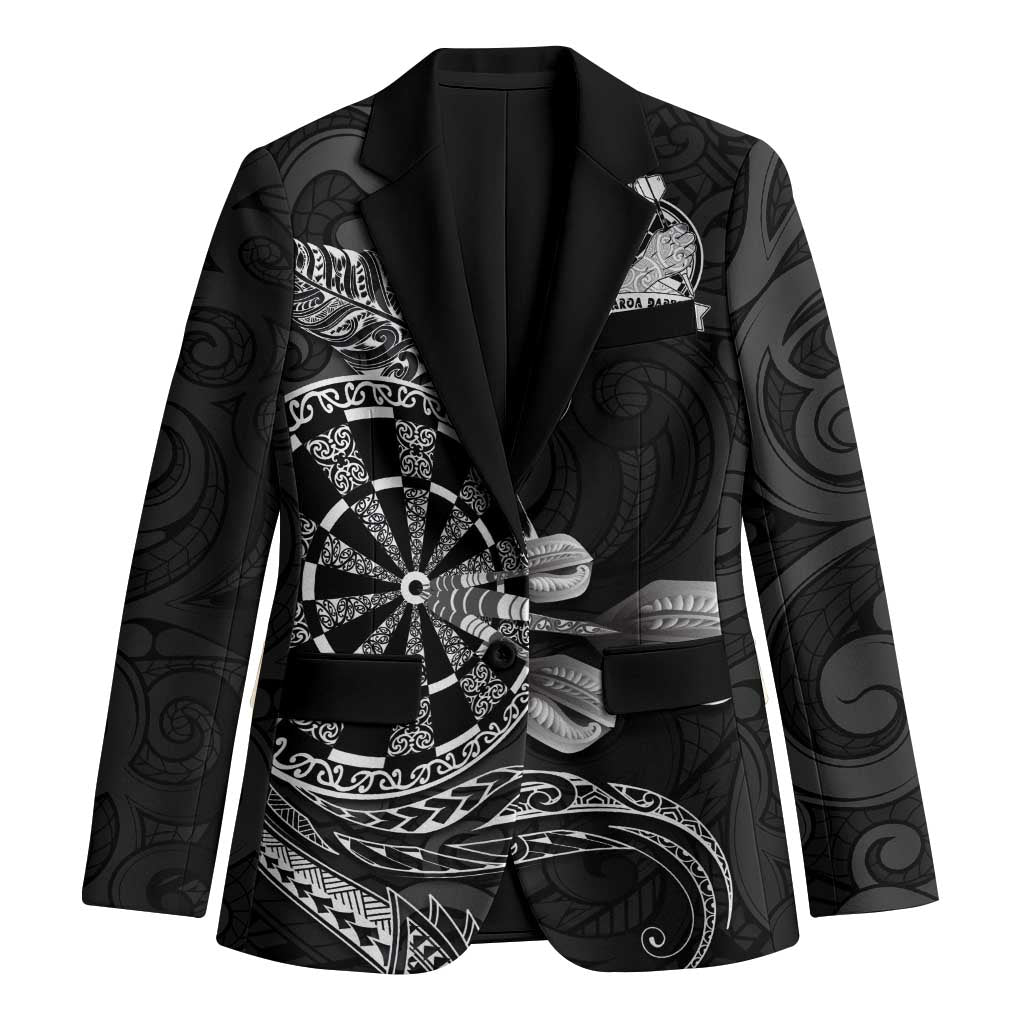 Personalised New Zealand Aotearoa Darts Masters Blazer Tribal Silver Fern and Ta Moko Dartboard - Polynesian Pride