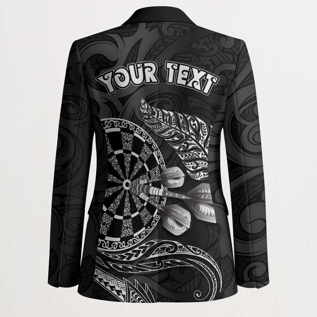 Personalised New Zealand Aotearoa Darts Masters Blazer Tribal Silver Fern and Ta Moko Dartboard - Polynesian Pride