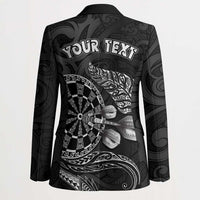 Personalised New Zealand Aotearoa Darts Masters Blazer Tribal Silver Fern and Ta Moko Dartboard - Polynesian Pride
