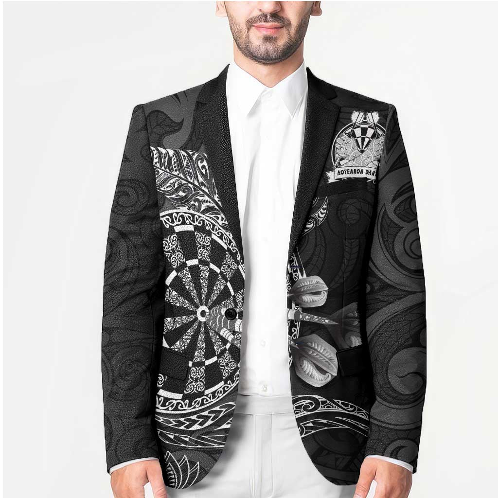 Personalised New Zealand Aotearoa Darts Masters Blazer Tribal Silver Fern and Ta Moko Dartboard - Polynesian Pride