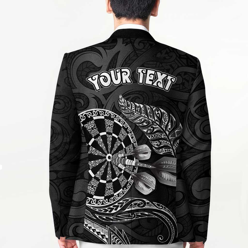 Personalised New Zealand Aotearoa Darts Masters Blazer Tribal Silver Fern and Ta Moko Dartboard - Polynesian Pride