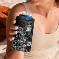 Personalised New Zealand Aotearoa Darts Masters 4 in 1 Can Cooler Tumbler Tribal Silver Fern and Ta Moko Dartboard - Polynesian Pride